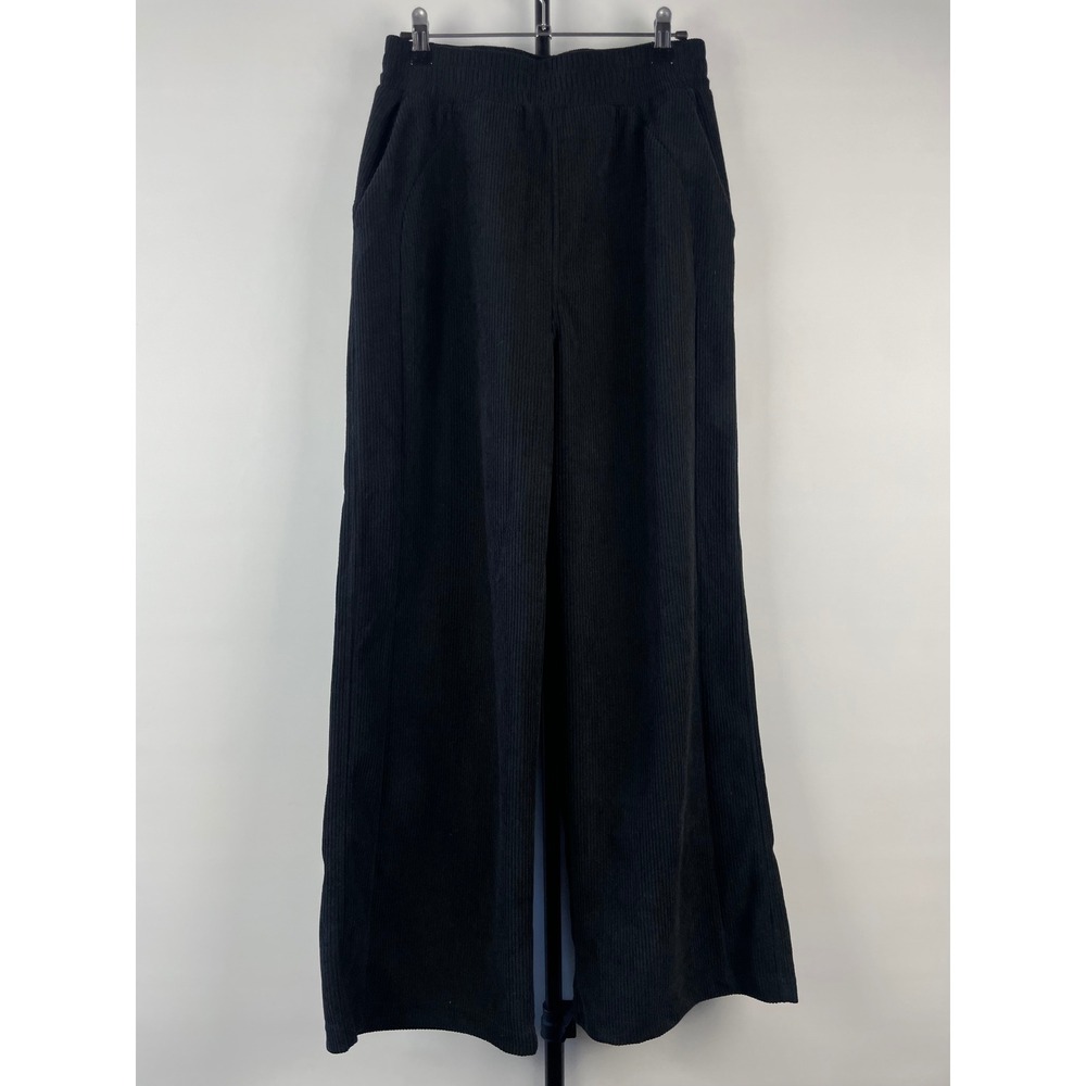 Halara Black Corduroy Wide Leg Pants High Waisted Petite Small Elastic Waist